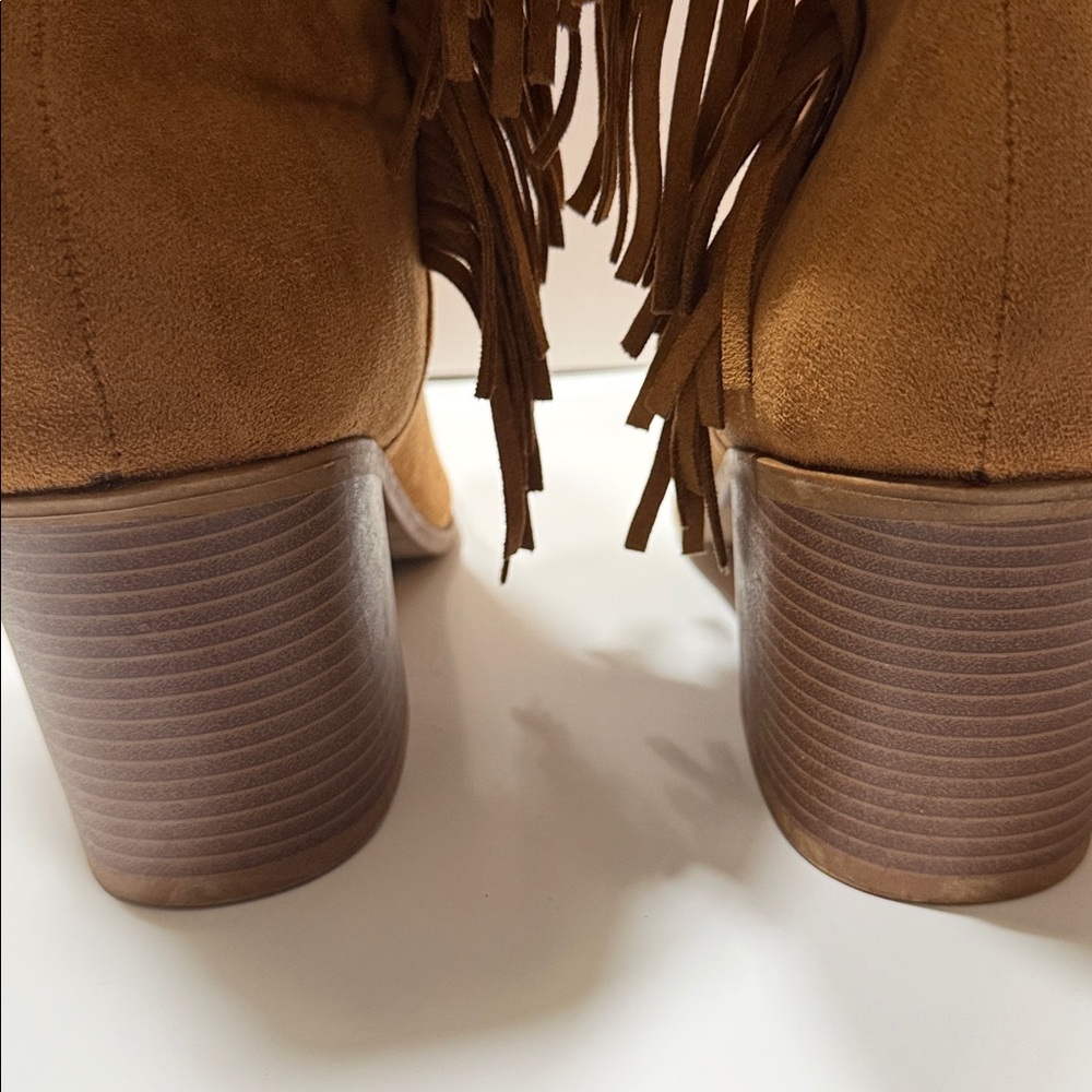 Journee Fringe Suede Mid-Calf Boots - Picture 4 of 7